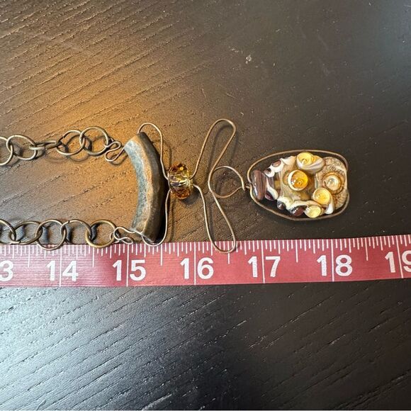 Vintage Handmade Unique Gold Wire and Stone Pendant Necklace - Picture 7 of 8